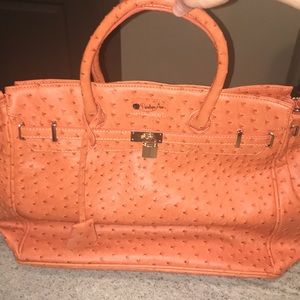 Penelope Ann Orange Faux Ostrich purse